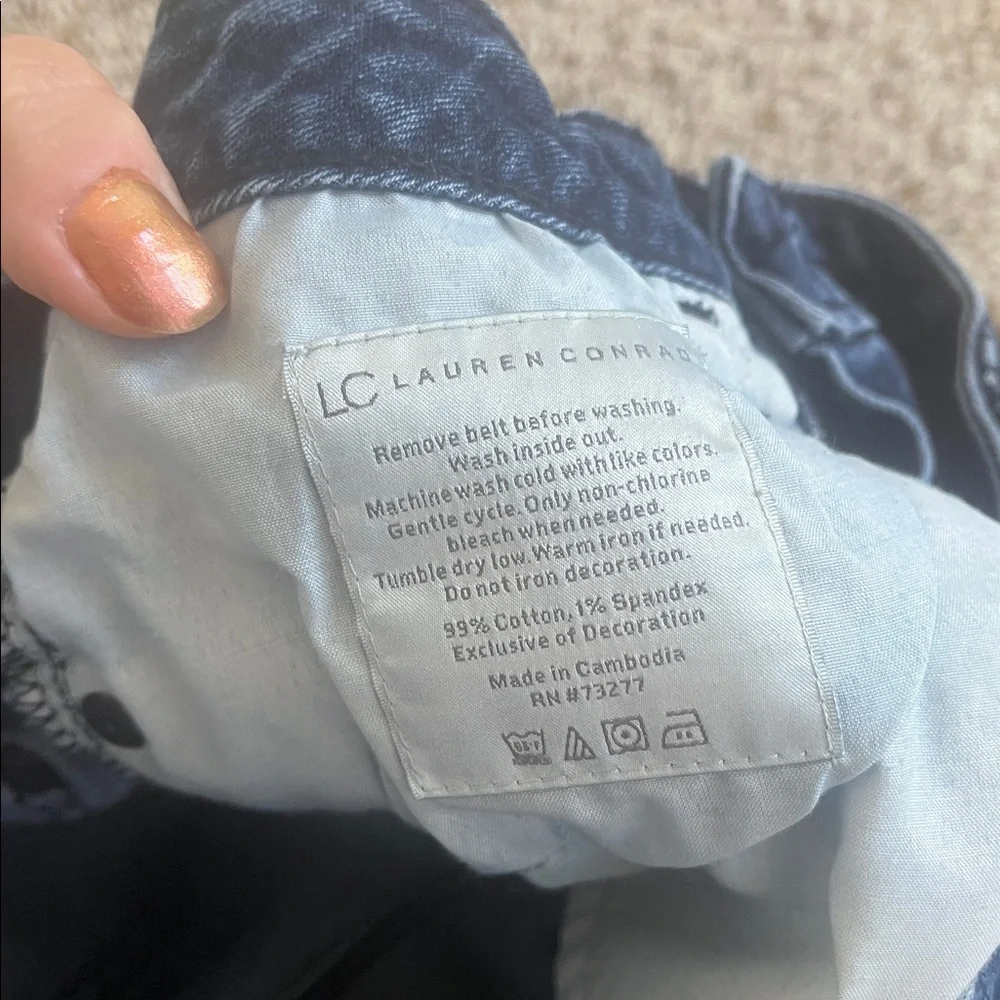 LC Lauren Conrad Dark Blue cuffed cotton Jean Shorts